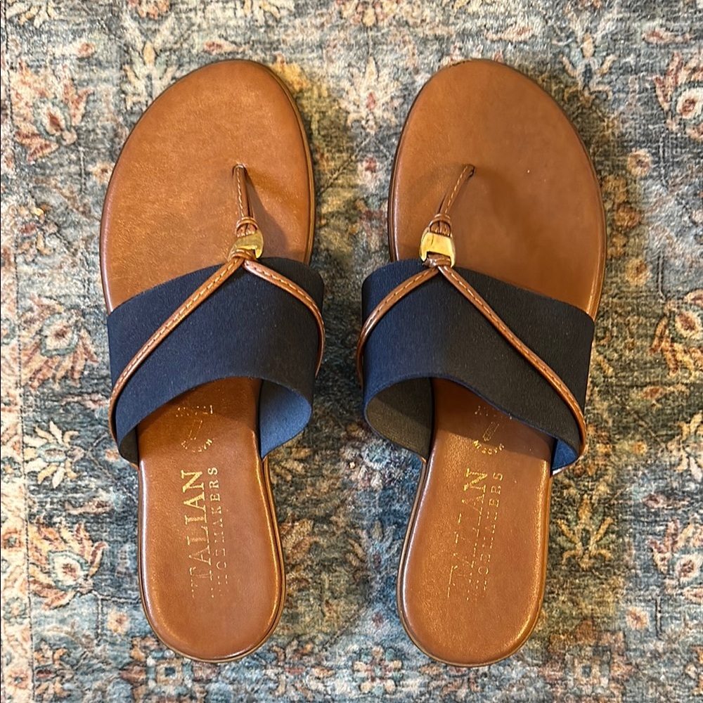 Italian Shoemakers Brown and Navy Sandals